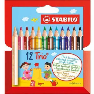 STABILO Trio dick und kurz Buntstifte, 12 farbige Stifte von STABILO