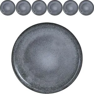 Moritz & Moritz Tafelservice VIDA 6tlg - Dinnerteller Anthrazit für 6 Personen - Elegantes 6-teiliges Porzellan Geschirrset in schickem Anthrazit, ideal für stilvolle Dinnerabende und besondere Anlässe.