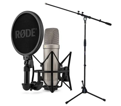 RØDE NT1 5th Generation Mikrofon mit Stativ - Mikrofon mit XLR & USB-Anschluss, integrierten Effekten für optimierten Studio-Sound, ideal für Gesang, Instrumente & Streaming.