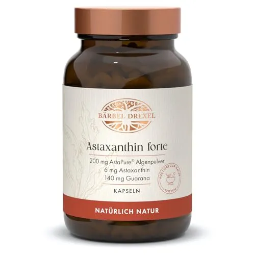 Astaxanthin Forte Kapseln 6 mg - Hochdosierte Antioxidantien - Antioxidantien aus der Haematococcus pluvialis Mikro-Alge, hohe Bioverfügbarkeit und reich an Vitamin B2 für optimale Gesundheit.