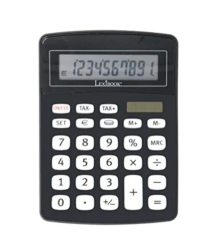 Lexibook, 10-stelliger Bürorechner mit Euro-Umrechnung, Schwarz, EL226