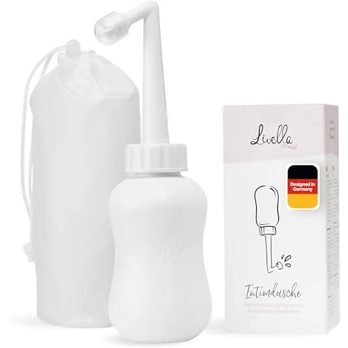 Livella Intimdusche in Weiß (400 ml) – Entwickelt in Deutschland - Für eine sanfte und hygienische Reinigung des Intimbereichs – Mehr Wohlbefinden im Wochenbett – Ideal als Reisebidet und Podusche