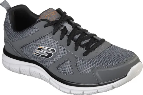 Skechers Track - Scloric - Charcoal/Scharz Sneaker Größe 46 - Sportlicher Sneaker mit hochwertigem Obermaterial aus Leder und Synthetik, ausgestattet mit einer gepolsterten Skechers Memory Foam Einlegesohle für optimalen Tragekomfort.