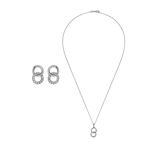 Heideman Set Lene Halskette und Ohrstecker aus Edelstahl silber farbend poliert Kette und Ohrringe für Frauen mit Stein weiss
