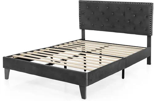 GOPLUS Gepolstertes Bettgestell 200 x 140 cm in grau von Goplus
