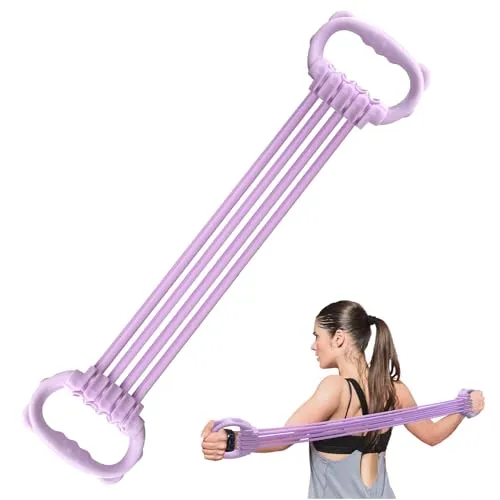 Bänder Krafttraining,Widerstandsbänder 15-120Lbs 8-Fach Verstellbares, Brustmuskel Trainingsgeräte mit Rutschfesten Griffen für Brust, Arm und Ganzkörperkrafttraining,1 Stück Rosa