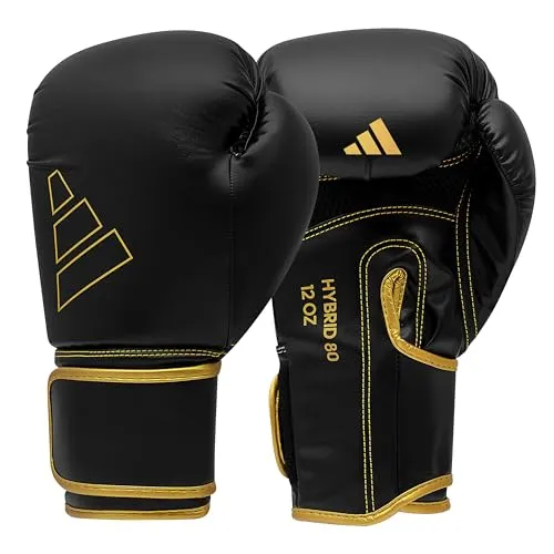 adidas Hybrid 80 Boxhandschuhe, Schwarz/Gold, 14 oz EU von adidas