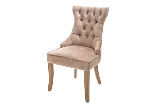 riess-ambiente Polsterstuhl CASTLE coffee - Eleganter Polsterstuhl im Landhausstil, aus Samt mit Nosagfederung für höchsten Sitzkomfort und charmanten Zierknöpfen im Chesterfield-Design.