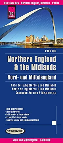 Reise Know-How Landkarte Nord- und Mittelengland / Northern England & the Midlands (1:400.000): reiß- und wasserfest (world mapping project)
