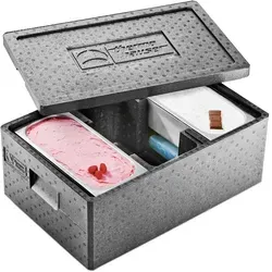 thermohauser EPP-Thermobox Eiscreme schwarz, 41 L – ideal für Gastronomie - Sonstige Gastronomieartikel – transportieren Sie Eiscreme sicher und temperatursicher. Extrem leicht, stapelbar und mit hoher Isolierwirkung, perfekt für -40°C bis +120°C.