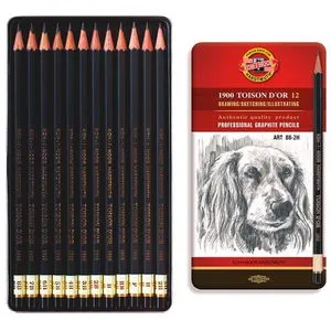 Koh-I-Noor Graphitstifte 1912 Toison Dor Art, Gradation 8B - 2H, 12 Stück