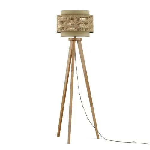 Vicco Stehlampe Morten, Rattan/Cremes, 45 x 142 cm in beige von Vicco