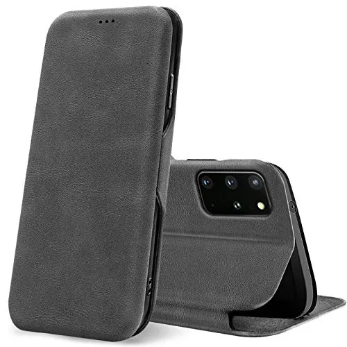 CoolGadget Flip Case Handy für Samsung Galaxy S20 Plus Shell Flip Case, dünne Business Klapphülle mit Magnetverschluss & Kartenfach, kompatibel mit Samsung Galaxy S20 Plus (6,7 Zoll), Grau