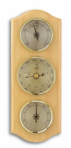 TFA Dostmann TFA 20.1000 Wetterstation aus Massivholz - Massive Holz-Wetterstation mit Barometer, Thermometer und Hygrometer. Ideal zur Kontrolle von Raumklima und für lokale Wettervorhersagen. Hergestellt in Deutschland im klassischen Design.