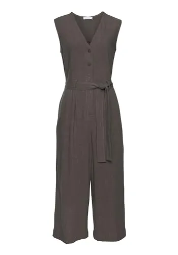 Lascana Damen Overall - Stylischer Damen Overall mit kurzer Knopfleiste und praktischen Taschen. Das Bindeband in der Taille sorgt für eine feminine Silhouette. Ideal für warme Tage und vielseitig kombinierbar.