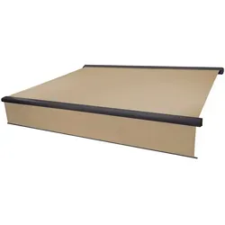 Mendler Elektrische Vollkassetten-Markise T124, 5x3m mit ausfahrbarem Volant - Markise in Creme und Anthrazit, UV-Schutz 80, ideal für Garten und Terrasse. Hochwertiger Citel-Markenstoff sorgt für Langlebigkeit und Farbechtheit.