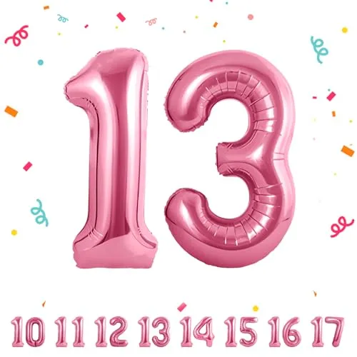 Zahlen luftballon 13 jahre | Rosa Folienballon-40
