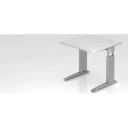 PROREGAL® Schreibtisch Mauri, Weiß mit Silber Gestell