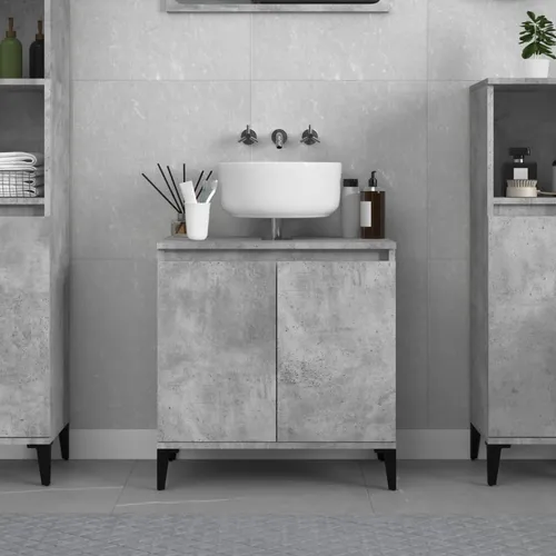 The Living Store Waschbeckenunterschrank Betongrau 58x33x60 cm