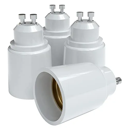 EAZY CASE 4X Lampensockel Adapter - Konverter für GU10 Fassung auf E27 Lampenadapter für LED-/Halogen- und Energiesparlampen Sockeladapter, Weiß
