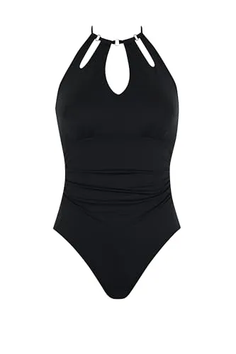 Olympia Badeanzug Unifarben Einteiler mit Neckholder Cut-Out Softschalen tiefer Rücken