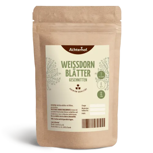 Weißdornblätter mit Blüten geschnitten (250g)