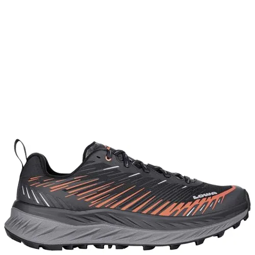 LOWA Halbschuh FORTUX schwarz/Flame 44 - Wanderschuhe mit robustem Obermaterial aus Velours- und Nubukleder für optimalen Halt und Komfort auf Trails.