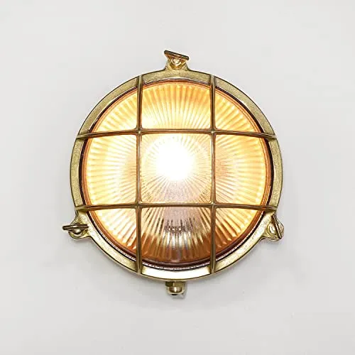 Licht-Erlebnisse Außenwandlampe SERIFOS Messing in gold von Licht-Erlebnisse