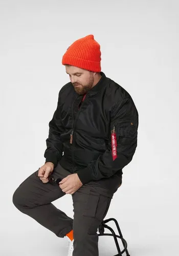 Alpha Industries MA-1 VF 59 Long Bomberjacke für Herren, Black, Large - Funktionsjacken mit Slim Fit und längerem Schnitt, ausgestattet mit einem stylischen orangen Innenfutter für einen modernen Look.