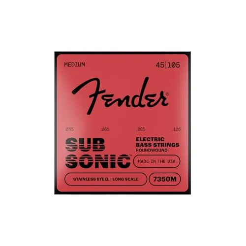 Fender Strings 7350M Basssaiten 45-105 - Hochwertige Basssaiten für Longscale-E-Bass, Edelstahl mit Roundwound-Wicklung. Ideal für dynamisches Spiel, klare Höhen und prägnanten Attack. Perfekt für alle Spieltechniken!
