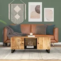 vidaXL Couchtisch 100x54 cm - Massivholz & Holzwerkstoff - Stylischer Couchtisch aus Massivholz und Holzwerkstoff, ideal für gemütliche Wohnzimmer. Mit seinen kompakten Maßen von 100x54x40 cm fügt er sich perfekt in jede Einrichtung ein.