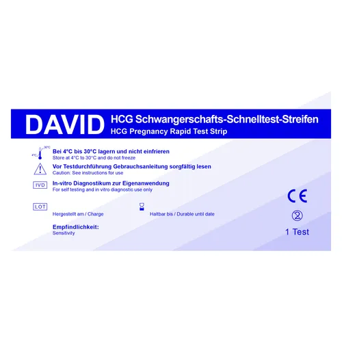 David Schwangerschaftstest Streifen 10 miu/ml HCG pregnancy test 10 x