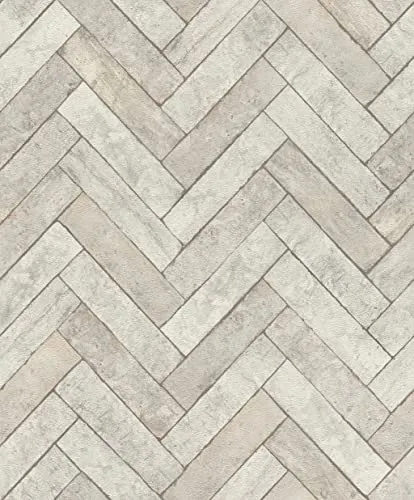 Rasch Tapete 499124 - Vliestapete in Hellgrau mit Fischgrät-Muster - Tapetenart: Vliestapete in eleganter Steinoptik, hoch waschbeständig und einfach zu tapezieren – ideal für ein modernes Wohnambiente.