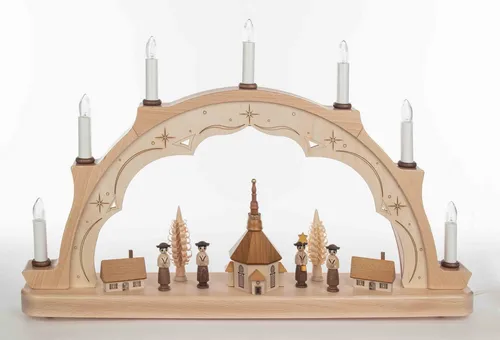 Lichterbogen Schwibbogen Kurrende mit Seiffener Kirche elektrisch HxLxB 29x40x6cm