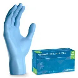 ARNOMED Nitril Blue Einmalhandschuhe, puderfrei, blau 359-M , 1 Karton = 10 Packungen à 200 Stück, Größe M