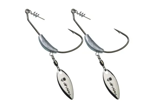 Gunki Fishing Offset-Haken Gunki Texas Haken beschwert mit Spinnerblatt - 2 Offsethaken