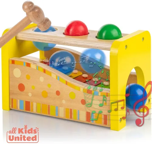 all Kids United Spielzeug-Musikinstrument ALL KIDS UNITED Holz Xylophon–Kinder Musikspielzeug bunt & Motorik, (Lernspielzeug aus Holz, Steckbox Spielbox für Baby & Kleinkind)