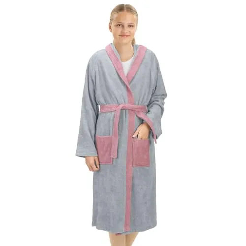 HOMELEVEL Bademantel für Kinder aus Frottee Baumwolle - Morgenmantel Kinder Bademantel für Mädchen und Jungen - Kinderbademantel Junge Mädchen kuschelig flauschig - Bathrobe Kids