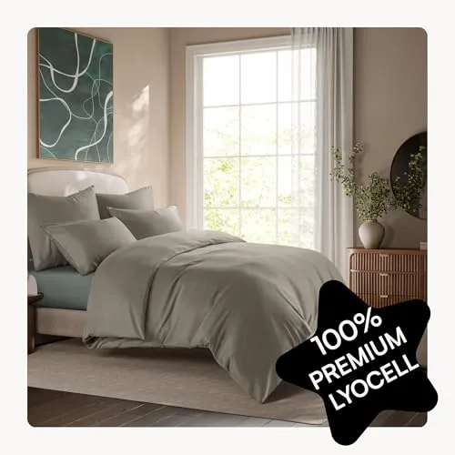 Seralino Tencel Bettwäsche Beige 155x220 + 80x80 cm Taupe | 100% Lyocell | besonders weiche hochwertig | Reißverschluss | Oeko-Tex | für Allergiker geeignet | Atmungsaktiv gegen Schweiß