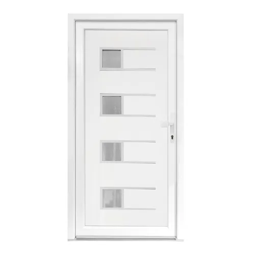 SN Deco Haustür Efraim mit Edelstahlstoßgriff - Moderne Hauseingangstür, 980x2000 mm, mit 5-fach-Verriegelung und thermisch getrennter Alu-Bodenschwelle für optimale Sicherheit und Langlebigkeit.