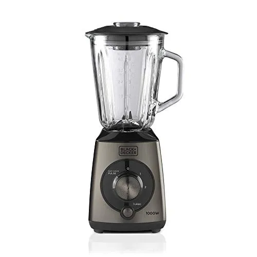 Black+Decker Standmixer 1000 W mit Puls-Funktion - Standmixer mit 1,5 l Kunststoffgefäß und 4-schneidigen Edelstahlklingen, ideal für cremige Zubereitungen. Turbo-Funktion für schnelle Ergebnisse und einfacher zu reinigen.