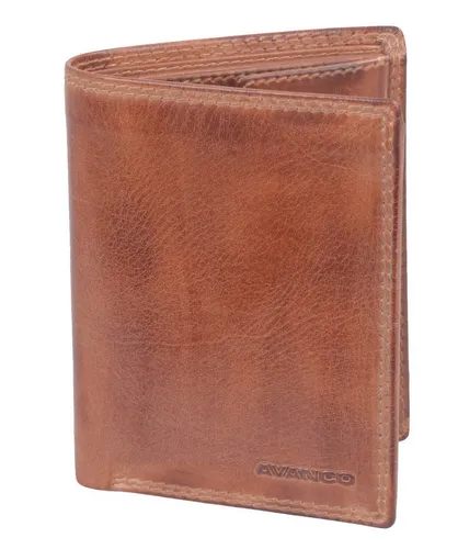 GlücksNugget Geldbörse Herrenbörse Leder Hochformat mittelbraun – Scheintasche mit RFI