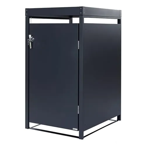 Zelsius Mülltonnenbox 1er mit Pflanzdach - Mülltonnenbox für 1 Mülltonne, modernes Design mit begrüntem Dach, aus robustem verzinktem Stahl, ideal für eine saubere und ansprechende Umgebung.