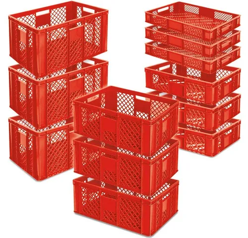 BRB-Lagertechnik Stapelbox 12er Set - Stapelboxen aus hochwertigem, lebensmittelechtem Kunststoff, ideal für Lagerung und Transport von Lebensmitteln. Platzsparend, spülmaschinenfest und temperaturbeständig von -40ºC bis +60ºC.