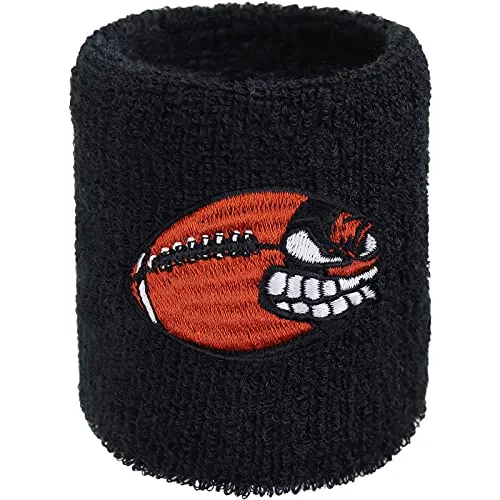 Schweissband mit Football Stickerei Bestickt & Absorbierendes Frottee Designer Schweißband | Wristband Footballarmband Geschenk für Footballspieler Gym Schweiß-Armband