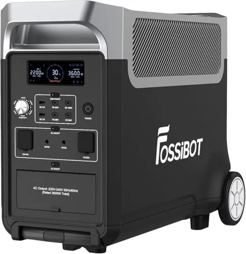 FOSSiBOT F3600 Solargenerator, 3840Wh LiFePO4 Tragbare Powerstation mit USV, 3x230V AC Ausgang 3600W (7200W Peak), Stormerzeuger 2200W Schnelles Stromspeicher Aufladen Reise, Outdoor-Camping, Black