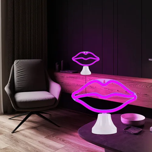 Wandlampe Kussmund pink LED 2er Set für Schlafzimmer von ETC Shop