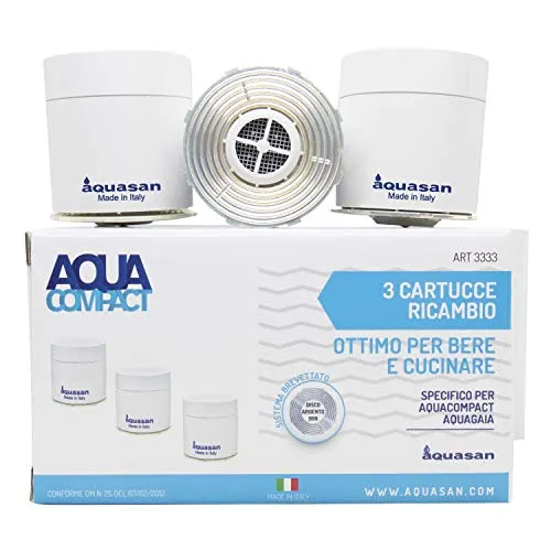 aquasan 3 Ersatzfilterpatronen Aquacompact, Aquagaia klares und sauberes Wasser Wasserhahnfilter Wasserfilter Kartusche Luftreiniger Mikrofiltration Trinkwasser mehrstufiges Filtersystem