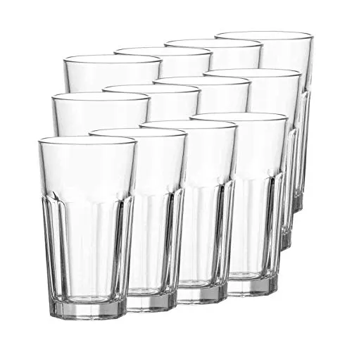 Leonardo Longdrinkgläser Rock 540 ml - 12er Set - Gläser Set mit 12 XL Longdrinkgläsern, kantige Form für einfaches Genießen und ideal kombinierbar, perfekt für jede Feier!
