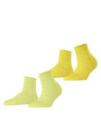 ESPRIT Damen Socken Fine Line Multipack W Sso Baumwolle gemustert 2 Paar, Gelb Yellow Mix 0080, 35-38